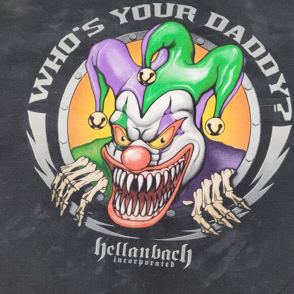 Scary Clown Shirt XL 23x27 Faded Black Hellanbach - Picture 14 of 16